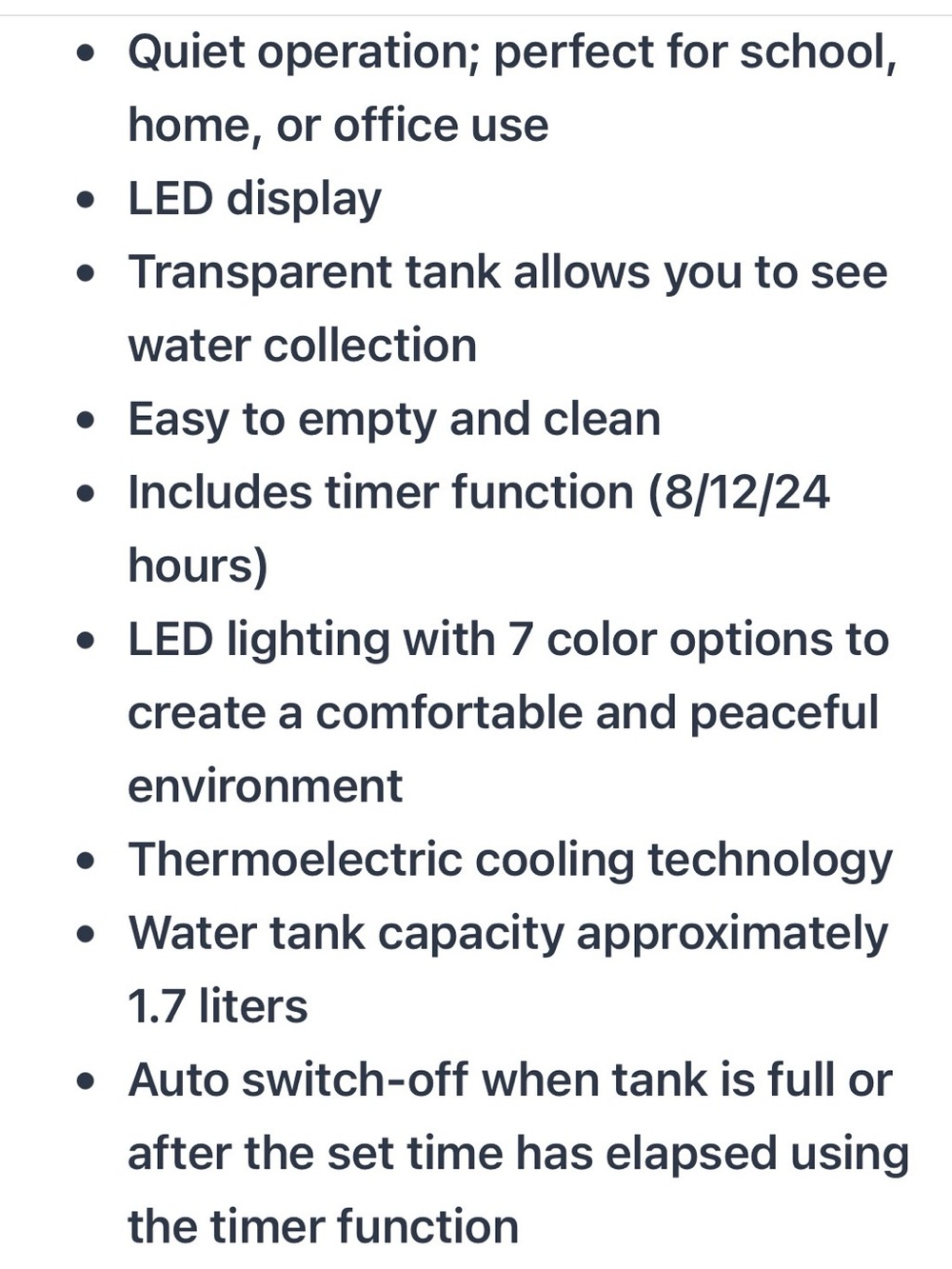 Ambiano Compact Dehumidifier 1.7 L Tank Quiet LED Lighting Auto Switch off NEW - Picture 7 of 9